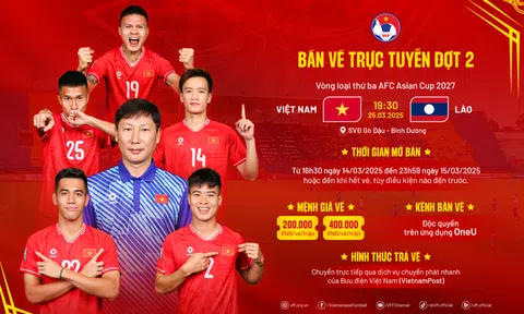 VFF thông báo mở bán vé trực tuyến đợt 2 cho trận Việt Nam gặp đội tuyển Lào