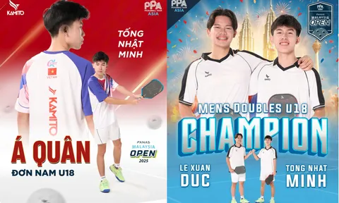 Tống Nhật Minh giành huy chương vàng đôi nam, huy chương bạc đơn nam U18 tại PPA Asia Panas Malaysia Open 2025