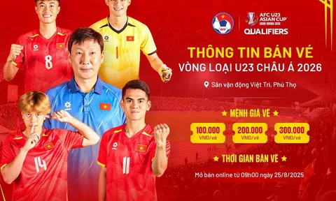 Vé xem U23 Việt Nam tại vòng loại U23 châu Á 2026 chỉ từ 100.000 đồng