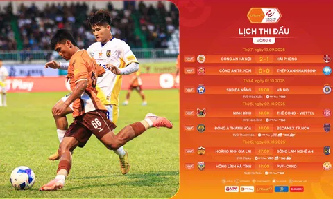 Vòng 6 V.League 2025-2026: Cuộc chiến sinh tử ở nhóm cuối và cuộc đua vô địch hấp dẫn