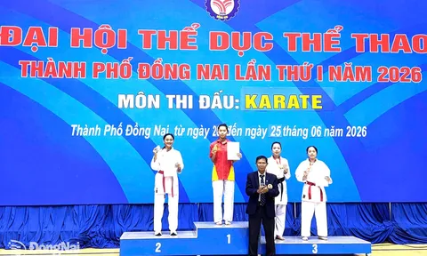 "Mưa vàng" từ các nữ võ sĩ, phường Tam Hiệp chiếm ngôi vương Giải Karate thành phố Đồng Nai 2026