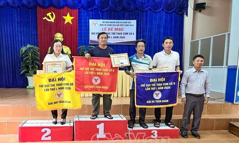 Bế mạc Đại hội Thể dục thể thao Cụm số 8 Cà Mau lần thứ I năm 2026: Xã Đầm Dơi xếp thứ nhất toàn đoàn