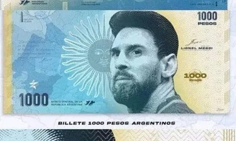 Ngân hàng Argentina dự định đưa khuôn mặt Messi lên tờ 1.000 peso mới
