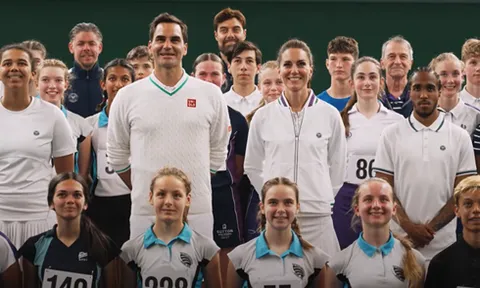 Công nương Middleton ra sân tại Wimbledon cùng Federer