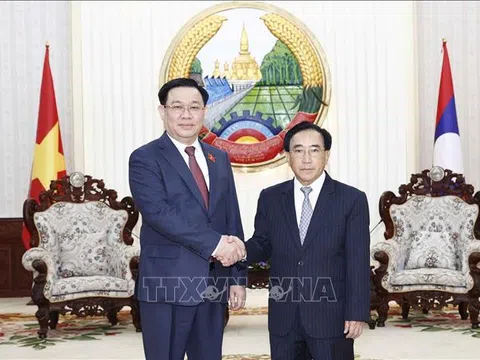Chủ tịch Quốc hội Vương Đình Huệ hội kiến Thủ tướng Lào Phankham Viphavanh