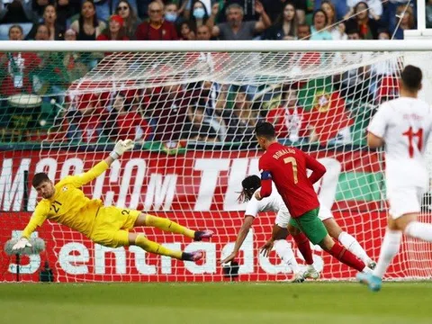 C.Ronaldo lập cú đúp, Bồ Đào Nha thắng đậm Thụy Sĩ tại Nations League