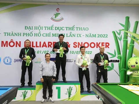 Quận 1 đứng đầu toàn đoàn Biliards & Snooker Đại hội Thể dục thể thao thành phố Hồ Chí Minh lần thứ 9