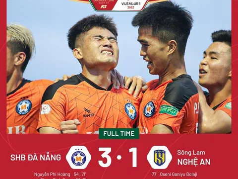 SHB Đà Nẵng - Sông Lam Nghệ An > 3-1: Cầu thủ 19 tuổi khiến đội khách mất ngôi đầu