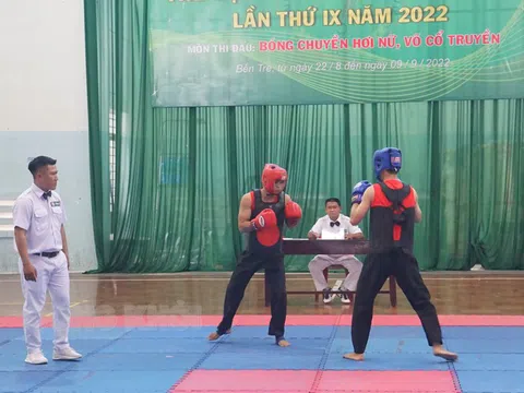 Thi đấu môn võ cổ truyền trong khuôn khổ Đại hội Thể dục thể thao tỉnh Bến Tre