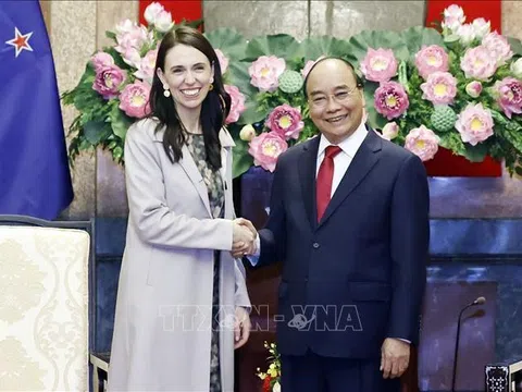 Chủ tịch nước Nguyễn Xuân Phúc tiếp Thủ tướng New Zealand Jacinda Ardern