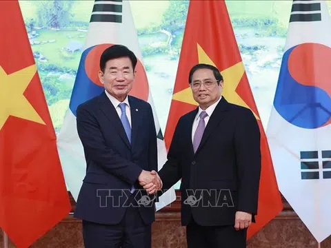 Thủ tướng Phạm Minh Chính hội kiến với Chủ tịch Quốc hội Hàn Quốc