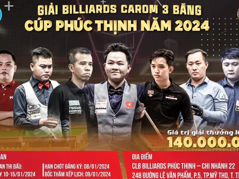 Giải Billiards Carom 3 Băng Cúp Phúc Thịnh Table 2024: Sân chơi đẳng cấp lần đầu được tổ chức ở Tiền Giang