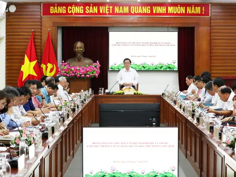 Đoàn công tác Tiểu ban Văn kiện Đại hội XIV của Đảng làm việc với Ban Cán sự Đảng Bộ Văn hóa, Thể thao và Du lịch