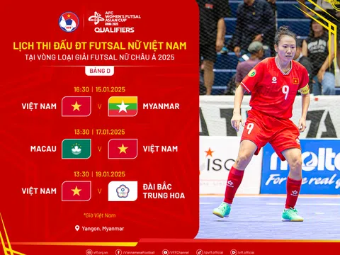 Vòng loại giải Futsal nữ châu Á 2025: Việt Nam gặp Myanmar trận ra quân