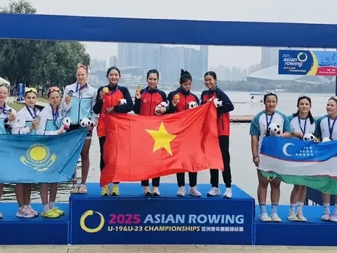 Giải vô địch Rowing trẻ U23, U19 châu Á 2025: Việt Nam dẫn đầu toàn đoàn với 12 huy chương vàng