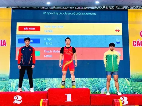 Bắc Ninh dẫn đầu ở Giải vô địch Cử tạ các câu lạc bộ quốc gia 2025