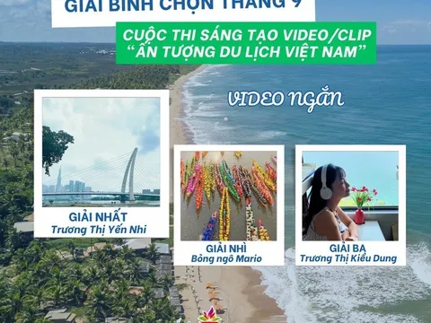 Công bố giải bình chọn tháng 9 Cuộc thi "Sáng tạo Video/Clip Ấn tượng Du lịch Việt Nam"