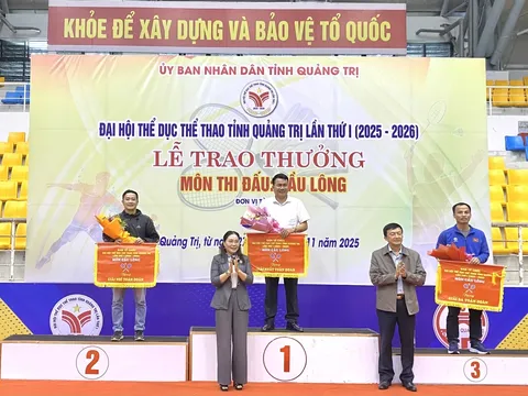 Xã Nam Cửa Việt nhất toàn đoàn Giải Cầu lông Đại hội Thể dục thể thao tỉnh Quảng Trị lần thứ nhất