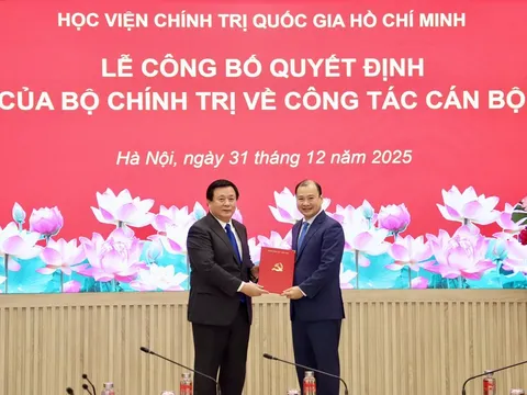 Thứ trưởng Thường trực Bộ Văn hóa, Thể thao và Du lịch Lê Hải Bình giữ chức Phó Giám đốc Học viện Chính trị quốc gia Hồ Chí Minh