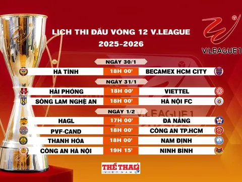 Lịch thi đấu vòng 12 V.League 2025-2026