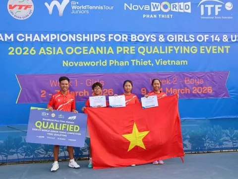 Tuyển quần vợt U14 nữ Việt Nam giành vé dự Giải vô địch trẻ thế giới 2026