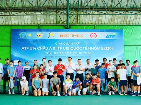 Chuỗi 6 Giải Quần vợt trẻ quốc tế Cúp Becamex Group 2026 thu hút gần 1.000 tay vợt