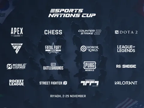 Esports Nations Cup 2026 công bố 16 môn thi đấu chính thức