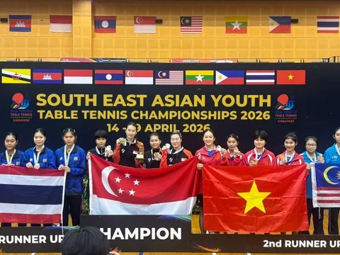 Đội tuyển Việt Nam giành 4 huy chương đồng tại Giải vô địch Bóng bàn trẻ Đông Nam Á 2026