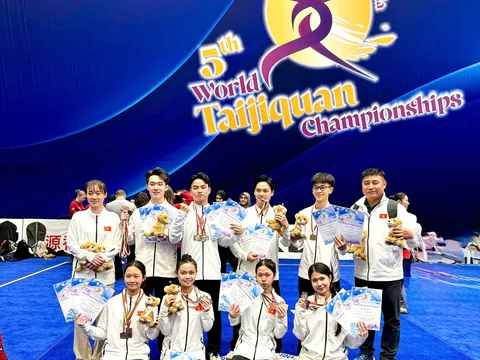 Giải Thái cực Quyền thế giới 2026: Giành 8 huy chương vàng, đội tuyển wushu Việt Nam xếp thứ ba Bảng tổng sắp