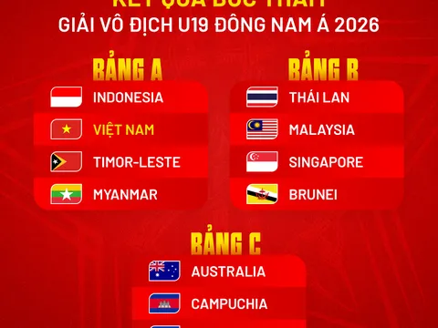 U19 Việt Nam cùng bảng chủ nhà Indonesia tại AFF U19 Đông Nam Á 2026