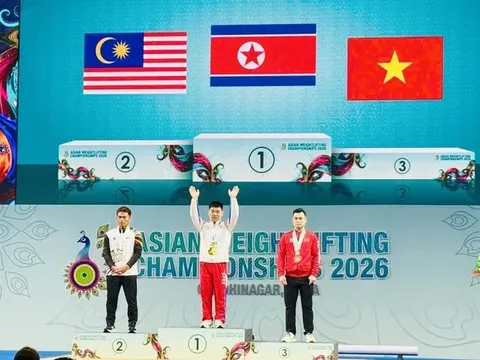 Giải vô địch Cử tạ châu Á 2026: Lực sĩ Lại Gia Thành giành 3 huy chương đồng đầu tiên