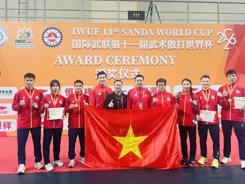 Đội tuyển wushu Việt Nam giành 3 huy chương vàng Cúp Tán thủ thế giới 2026