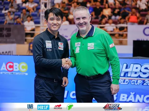 Chiêm Hồng Thái không thể tạo bất ngờ trước Frederic Caudron ở trận chung kết Billiards Carom 3 băng TP.HCM World Cup 2026