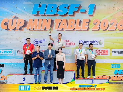 Giải Billiards HBSF Tour 1 - Cúp MIN Table 2026: Nguyễn Chí Long vô địch nội dung Carom 3 băng nam
