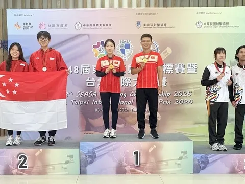 Giải vô địch Bắn súng Đông Nam Á 2026: Việt Nam giành huy chương vàng nội dung 10m súng trường hơi hỗn hợp đồng đội