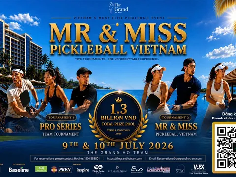 Mr & Miss Pickleball Vietnam 2026 có tổng giá trị giải thưởng lên đến 1,3 tỷ đồng