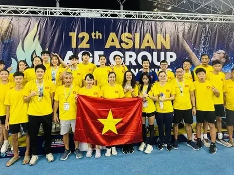 Giải vô địch Thể thao dưới nước các nhóm tuổi châu Á lần thứ 12: Giành 14 huy chương vàng, đội tuyển bơi Việt Nam xếp hạng 4