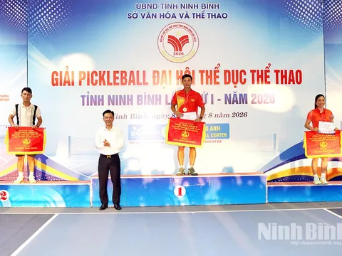 Công an tỉnh Ninh Bình nhất toàn đoàn Giải Pickleball tại Đại hội