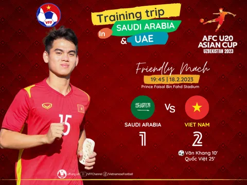 U20 Việt Nam thắng U20 Saudi Arabia trong trận giao hữu đầu tiên tại Tây Á