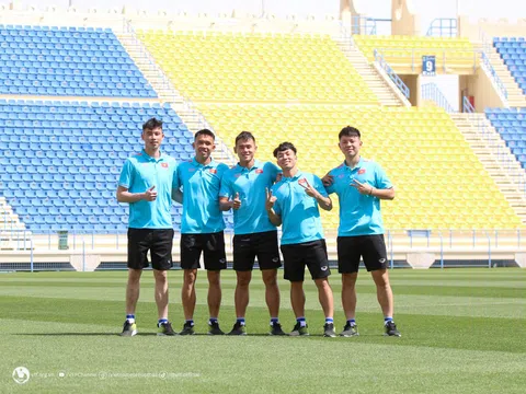 Đội tuyển U23 Việt Nam thăm quan sân vận động Al-Gharafa trước trận ra quân tại giải quốc tế U23 Cup