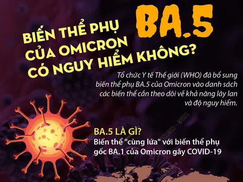 Biến thể phụ BA.5 của Omicron đã xâm nhập vào Việt Nam