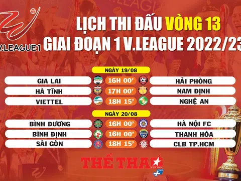 Lịch thi đấu vòng 13 giai đoạn 1 V.League 2022/23