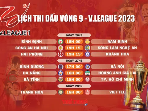 Lịch thi đấu vòng 9 V.League 2023