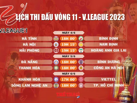 Lịch thi đấu vòng 11 V.League 2023