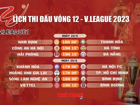 Lịch thi đấu vòng 12 V.League 2023