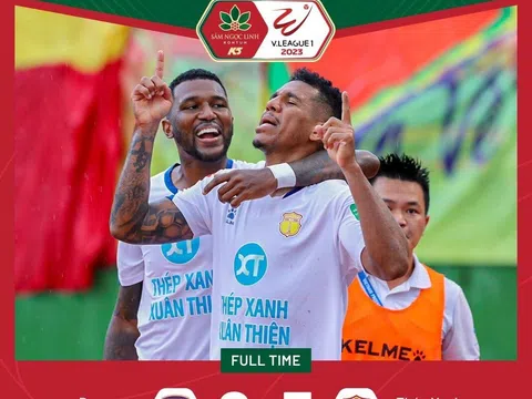 Vòng 13 V.League 2023 > Becamex Bình Dương 2-3 Nam Định: Đội bóng đất Thủ xuống chót bảng