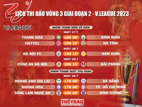 Lịch thi đấu vòng 3 giai đoạn 2 - V.League 2023