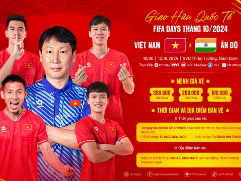 Thông báo bán vé giao hữu quốc tế FIFA Days tháng 10