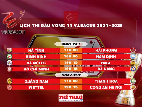 Lịch thi đấu vòng 11 V.League 2024-2025