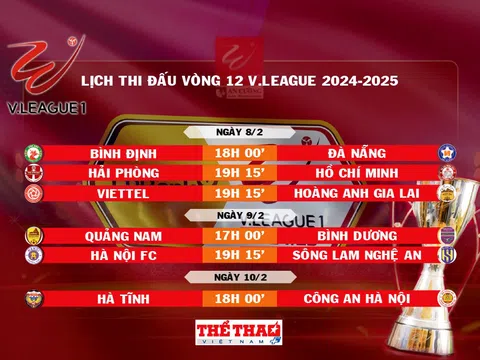 Lịch thi đấu vòng 12 V.League 2024-2025